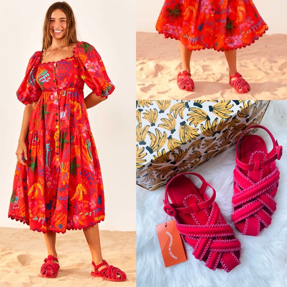 FARM Rio Red Zigzag Sandals - Picture 2 of 12